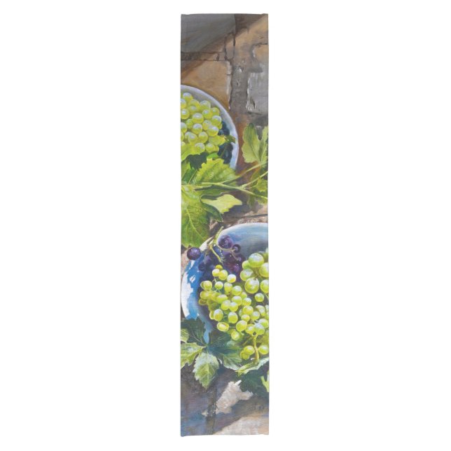 Chemin De Table Court Peinture de nature morte de raisin vert (Devant)