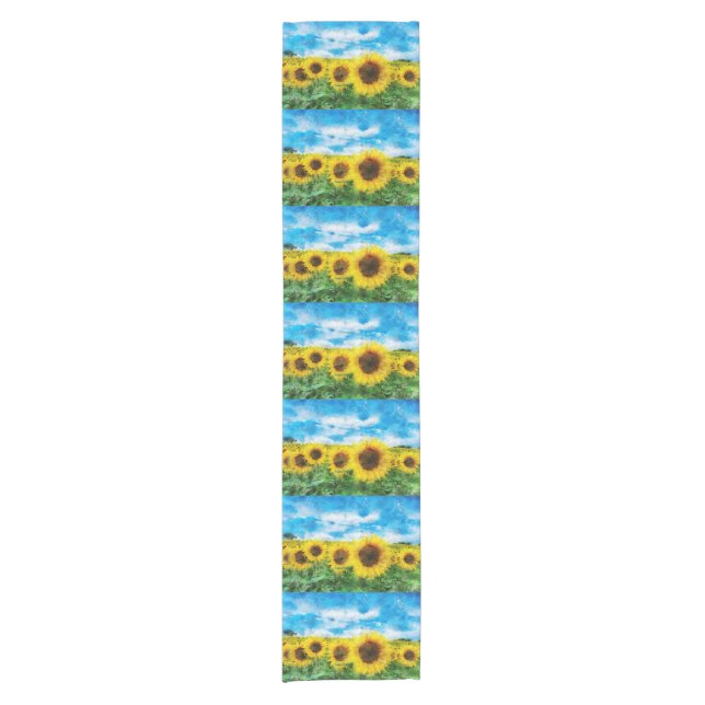 Chemin De Table Court Peinture de tournesols (Devant)