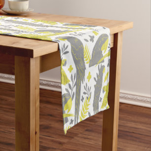 Chemin De Table Court Perroquet à ara gris jaune Dessin Motif tropical