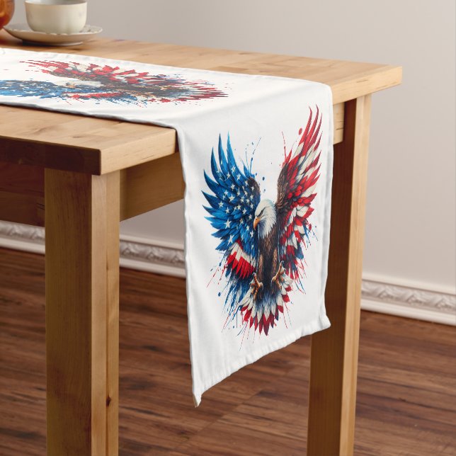Chemin De Table Court Personalized Patriotic Colors America Bold Eagle (In Situ)