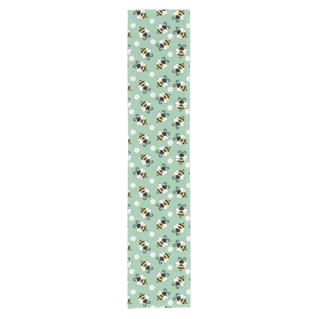 Chemin De Table Court Petites abeilles mignonnes et fleurs marguerites m (Devant)