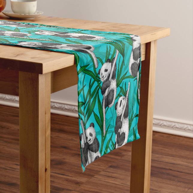 Chemin De Table Court Petits panda turquoise (In Situ)