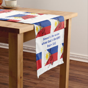 Chemin De Table Court PHILIPPINES Drapeau Écriture Customisée