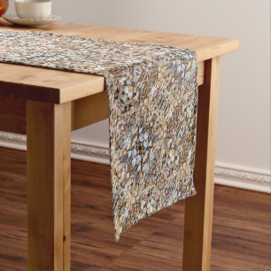 Chemin De Table Court pierres beiges Brown galets motif