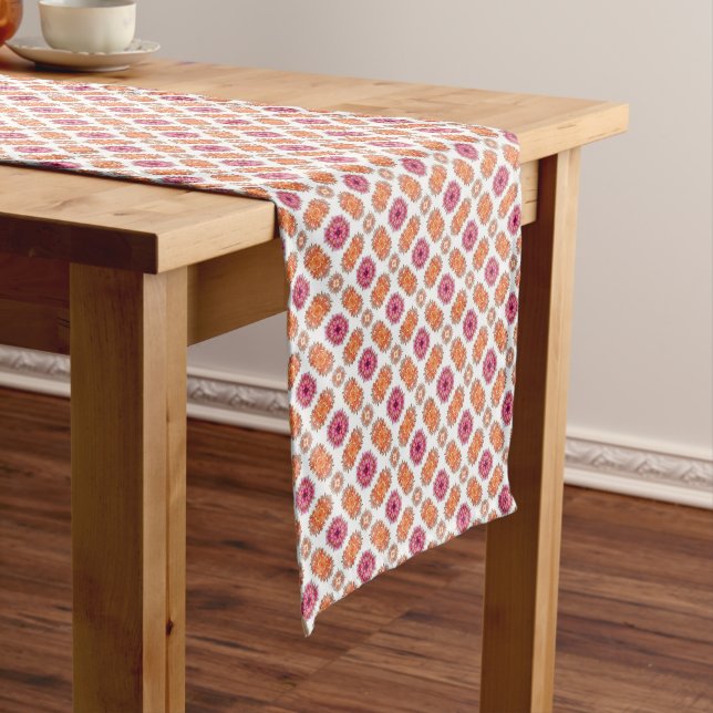 Chemin De Table Court Pink et Orange Motif Country Table Runner (In Situ)