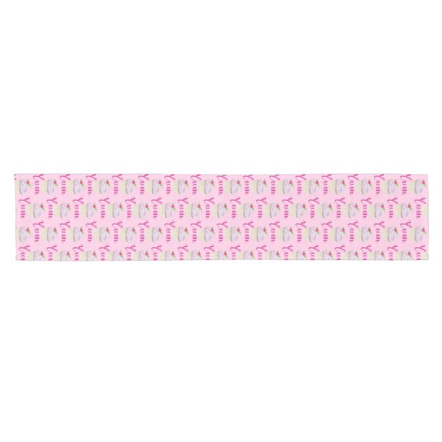 Chemin De Table Court Pink Frosted Cupcake Yum! (Horizontal)