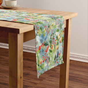 Chemin De Table Court Pins et coureur de table Holly Watercolor