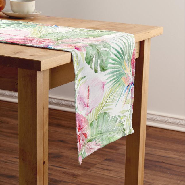 Chemin De Table Court PixDezines Tropical Paradise Pastel Floral Foliage (In Situ)
