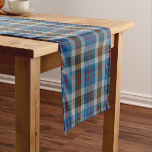 Chemin De Table Court Plaid de tartan écossais de gris bleu de Thompson