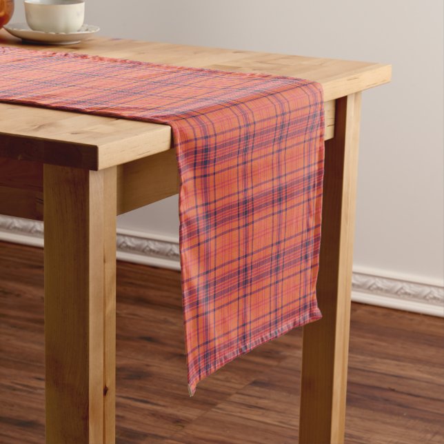 Chemin De Table Court Plaid orange (In Situ)