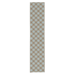 Chemin De Table Court Plaid polarisé dans le bleu et le brun