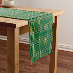 Chemin De Table Court Plaid vert irlandais