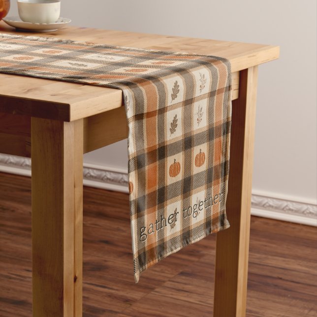 Chemin De Table Court Plaids de citrouille d'automne (In Situ)