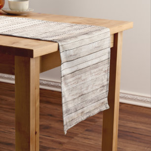 Chemin De Table Court Planches en bois rustiques blanchies à la chaux pl