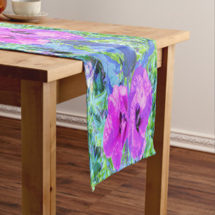 Chemin De Table Court Plum Ultra Violet Fou Hibiscus Violet Fleurs
