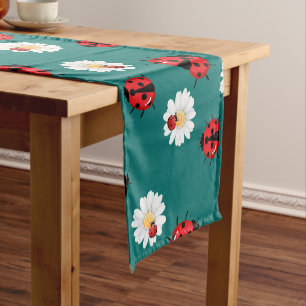 Chemin De Table Court Pneuka rouge mignon point Ladybug fleur été Fille