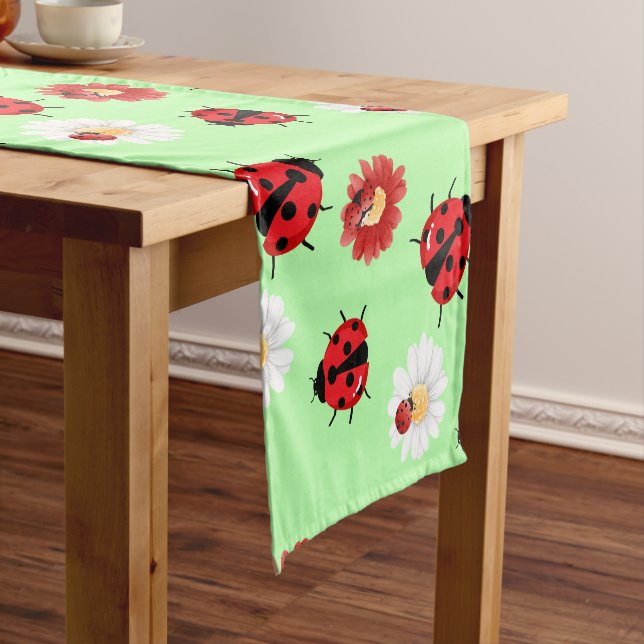 Chemin De Table Court Pneuka rouge mignon point Ladybug fleur été Fille (In Situ)