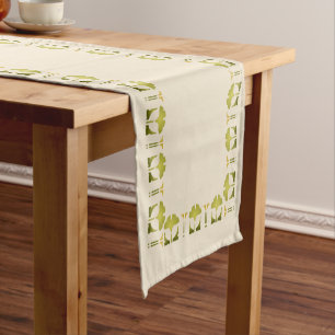 Chemin De Table Court Pochoir adoptif de frontière de Ginkgo de Hélèn