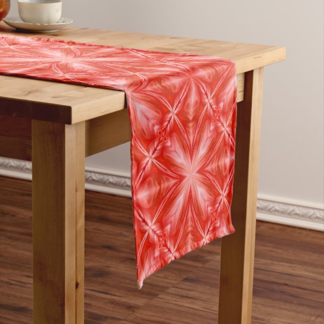 Chemin De Table Court Poinciana Rouge Lait Blanc Nuageux Noir Design abs (In Situ)