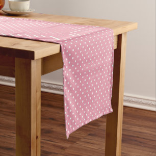 Chemin De Table Court Points Polka sur Rose