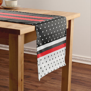 Chemin De Table Court Pois rouges, noirs et blancs