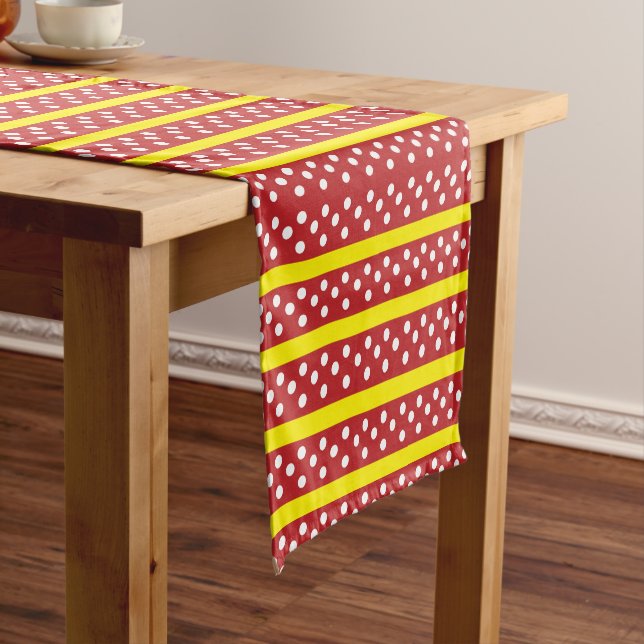 Chemin De Table Court Polka Dot Rouge Yellow Stripes Polka Dot (In Situ)