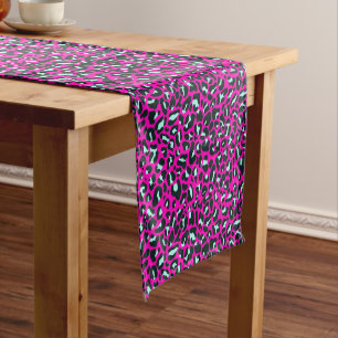 Chemin De Table Court Poster de animal de Cheetah Leopard rose moderne