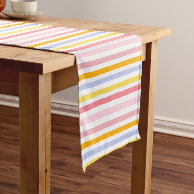 Chemin De Table Court Premier anniversaire Pastel Stripes (In Situ)