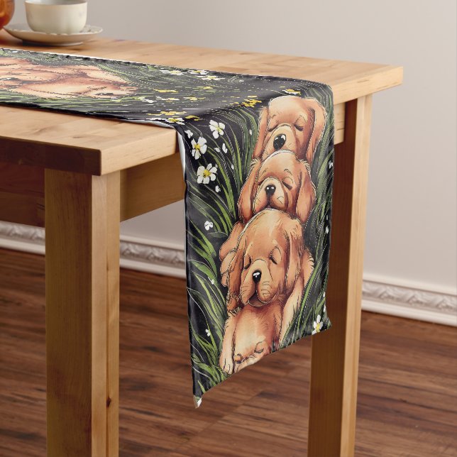 Chemin De Table Court Puppy Pile Table Runner (In Situ)