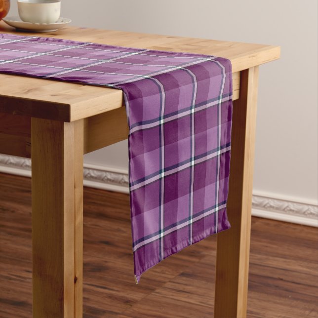 Chemin De Table Court Purple and Trendy Pink Plaid (In Situ)