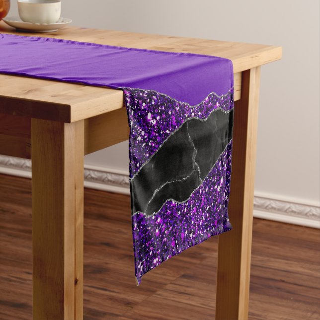 Chemin De Table Court PURPLE BLACK MARBLE AGATE Runner Table (In Situ)