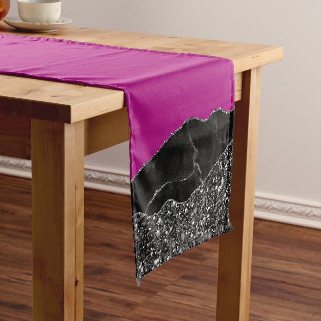 Chemin De Table Court PURPLE BLACK MARBLE AGATE Runner Table (In Situ)