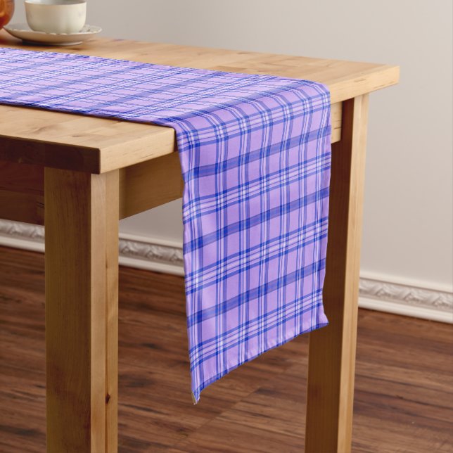 Chemin De Table Court Purple Blue Plaid Classic Pattern Bright (In Situ)
