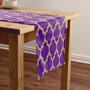 Chemin De Table Court Purple Gold Marocain #4LG Motif