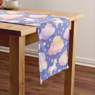 Chemin De Table Court Purple mignon arc-en-ciel licorne anniversaire fil