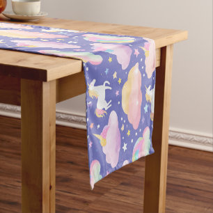 Chemin De Table Court Purple mignon arc-en-ciel licorne anniversaire fil