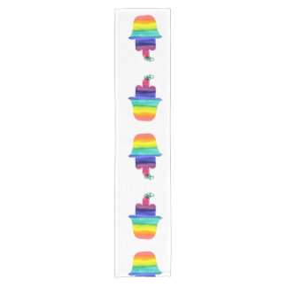 Chemin De Table Court Rainbow Hamsa Art Table Runner
