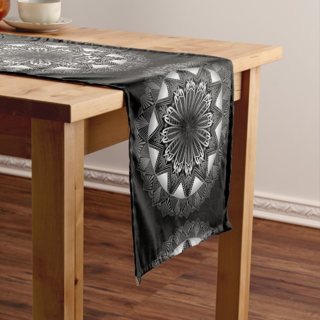 Chemin De Table Court Ramadan Mandala Black Table Runner (In Situ)