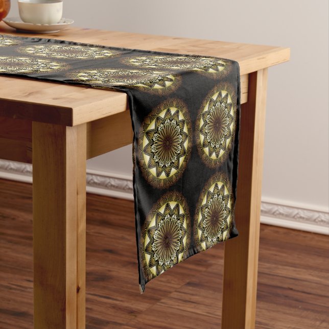 Chemin De Table Court Ramadan Mandala Black Table Runner (In Situ)
