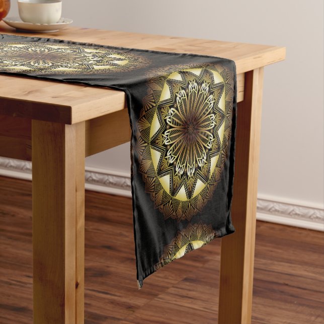 Chemin De Table Court Ramadan Mandala Black Table Runner (In Situ)