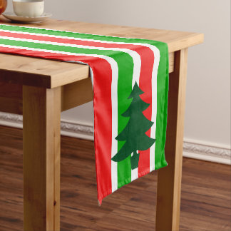 Chemin De Table Court Rayure d'arbre de Noël