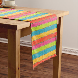 Chemin De Table Court Rayures scintillantes de joyeuses couleurs