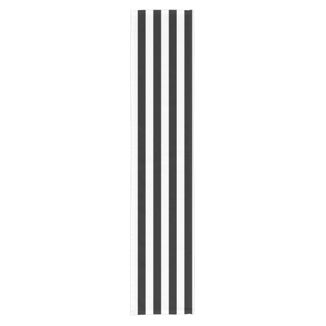 Chemin De Table Court Rayures verticales noires et blanches classiques (Devant)