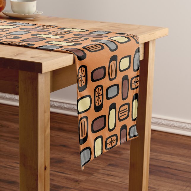 Chemin De Table Court Rectangles arrondies MCM du milieu du siècle Orang (In Situ)