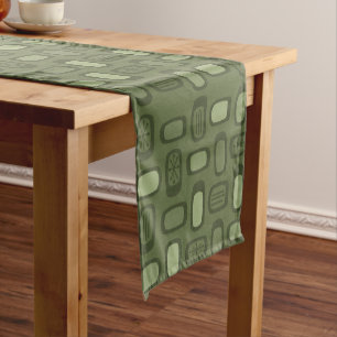 Chemin De Table Court Rectangles arrondies MCM du milieu du siècle vert 