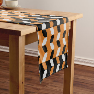 Chemin De Table Court Rectangles diagonales Orange noir