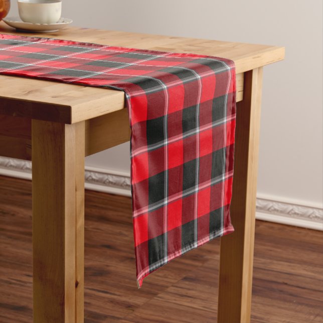 Chemin De Table Court Red Ribbon and Heavy Metal Black Plaid (In Situ)