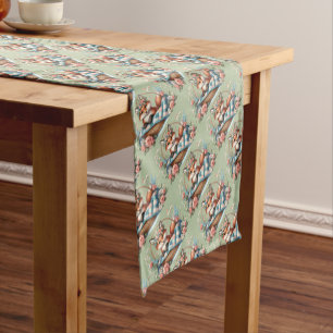 Chemin De Table Court Renard floral en panier avec courtepointe et fleur