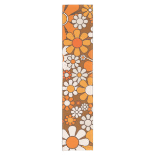 Chemin De Table Court Retro Garden Super Floral 60s les années 70 Motif