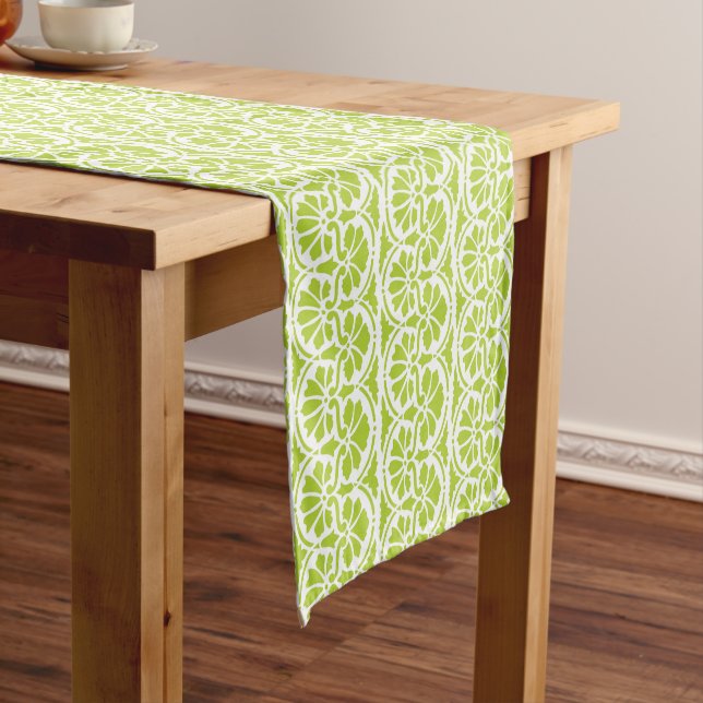 Chemin De Table Court Retro Lime vert motif floral (In Situ)